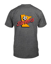 Load image into Gallery viewer, "Vintage Defunct Lauderdale Strikers Football" Premium T-Shirt - Dark Heather - Back