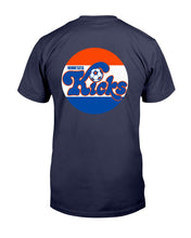 Load image into Gallery viewer, "Vintage Defunct Minnesota Kicks Football" Premium T-Shirt - Navy - Back
