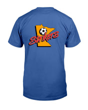 Load image into Gallery viewer, "Vintage Defunct Lauderdale Strikers Football" Premium T-Shirt - Royal Blue - Back